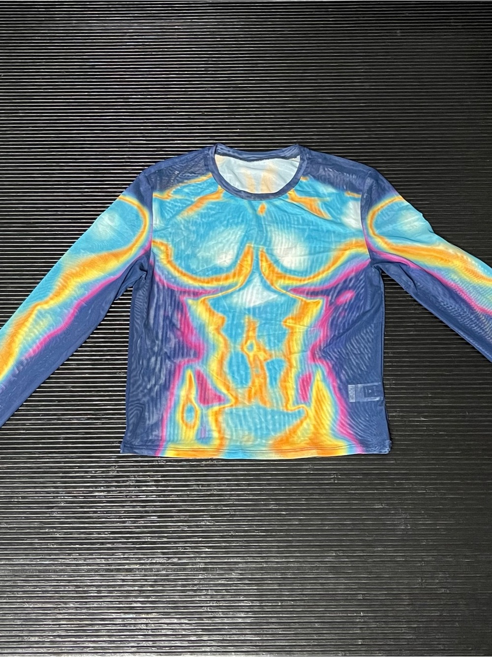 Urban Outfitters Multicolor Psychedelic Mesh Long Sleeve Top
